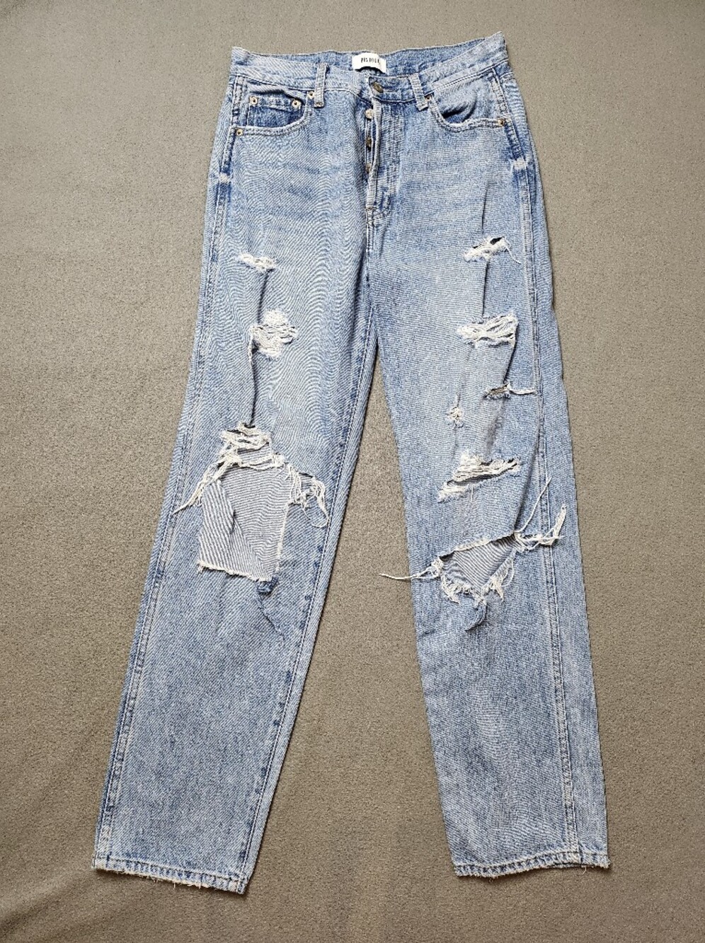 Pistola Distressed Light Wash Wide Leg Jeans Size 25